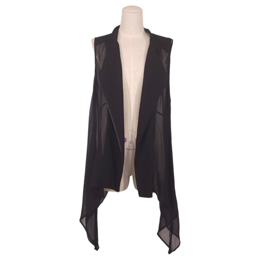 Eileen Fisher Black Silk Asymmetrical Zip Vest Sz Extra Large - Picture 5 of 11
